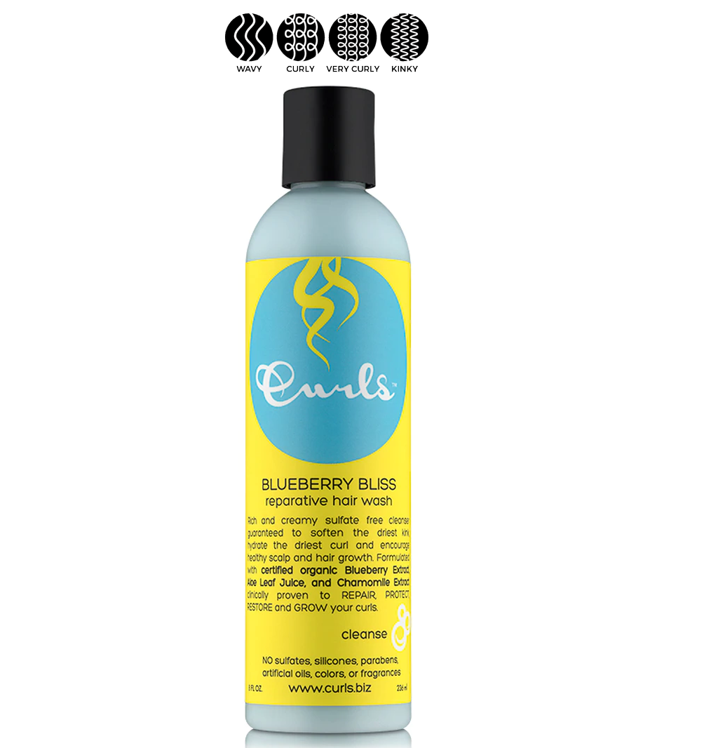 Кремообразен почистващ продукт за къдрави коси Curls Blueberry Bliss Reparative Hair Wash 236 мл